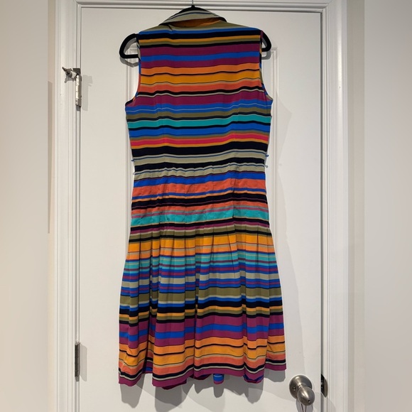 Women’s Calvin Klein Button Front Striped Collared & Pleated Spring Dress - Picture 3 of 3